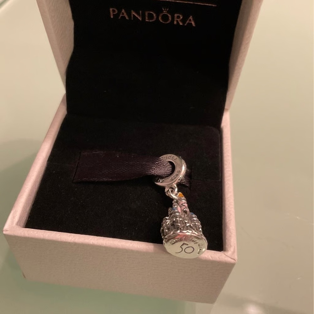 Disney Pandora Charm Walt Disney World 50th Anniversary Castle Silver Charm #36 - Picture 3 of 6